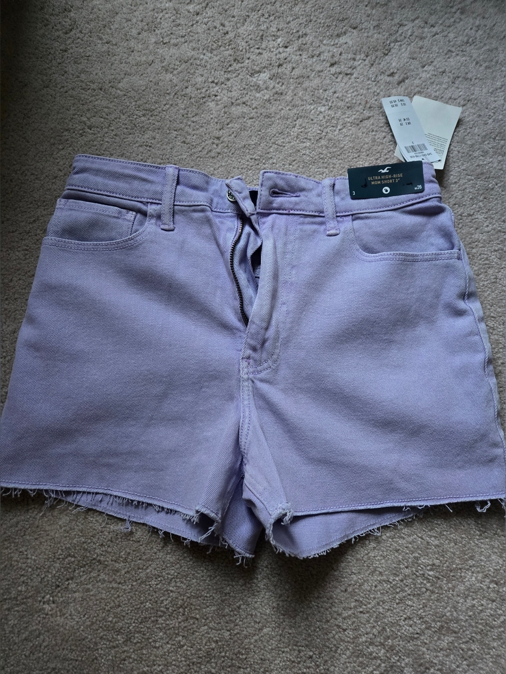 Hollister Lavender High-Rise Denim Mom Shorts